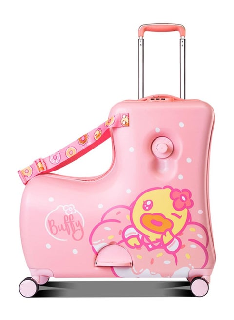 Ride-On Kids Luggage Buffy Duck Pink